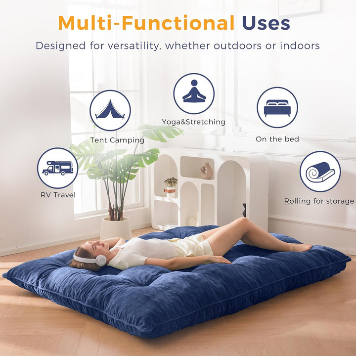 MAXYOYO Futon Matratze, Chenille-Stoff, 15cm Dick Bodenmatratze Verwendbar als Schlafsofa, Geknöpft