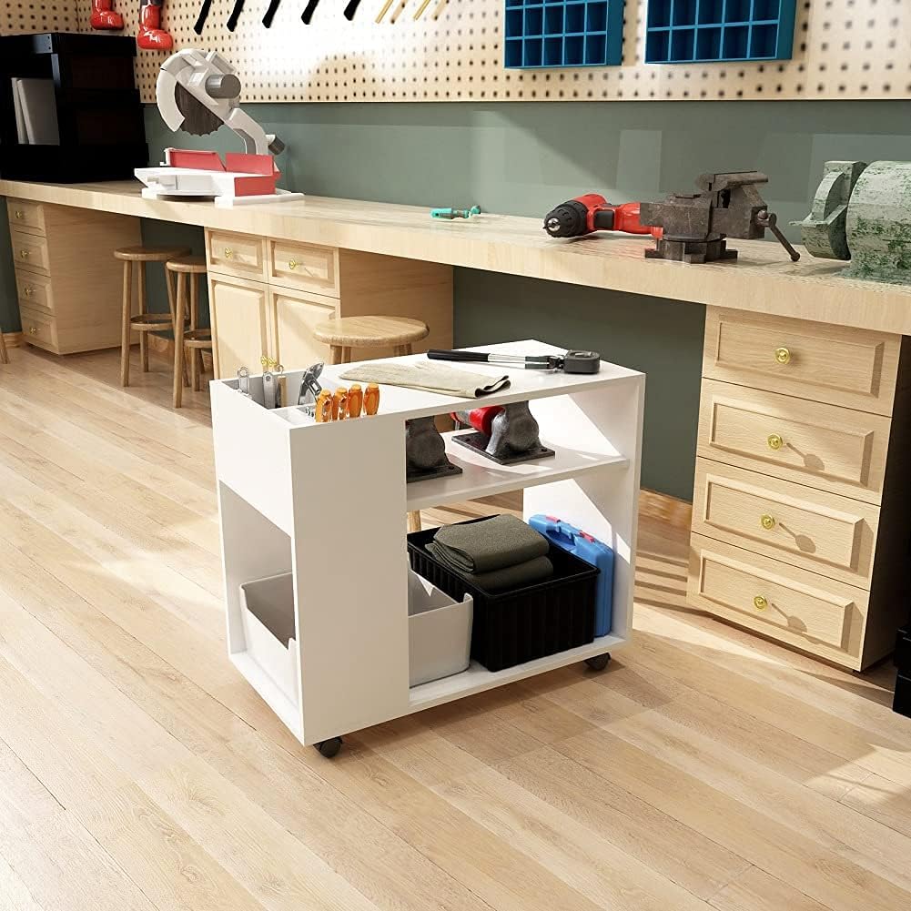 Mondeer Aktenschrank, Büroschrank mit Verstellbaren Trennwänden und Universalrädern Modern Einfach f