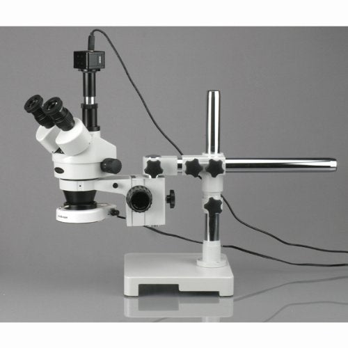 AmScope SM-3TY-80S-3M Trinokulares 80-LED-Zoom Stereomikroskop am Boom Ständer mit 3MP USB-Kamera, 7