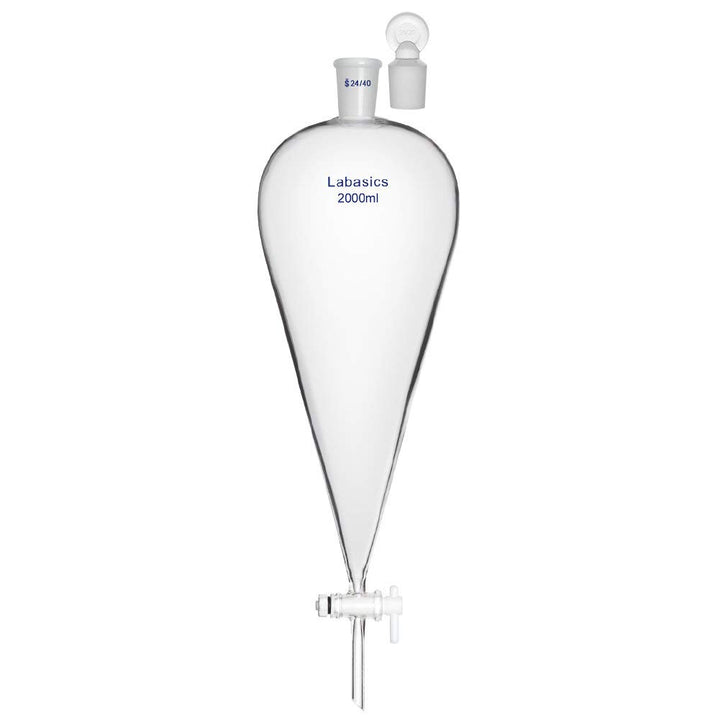 Labasics 60ml Borosilikatglas Konischer Scheidetrichter mit PTFE-Absperrhahn, Separatory Funnel 60 m