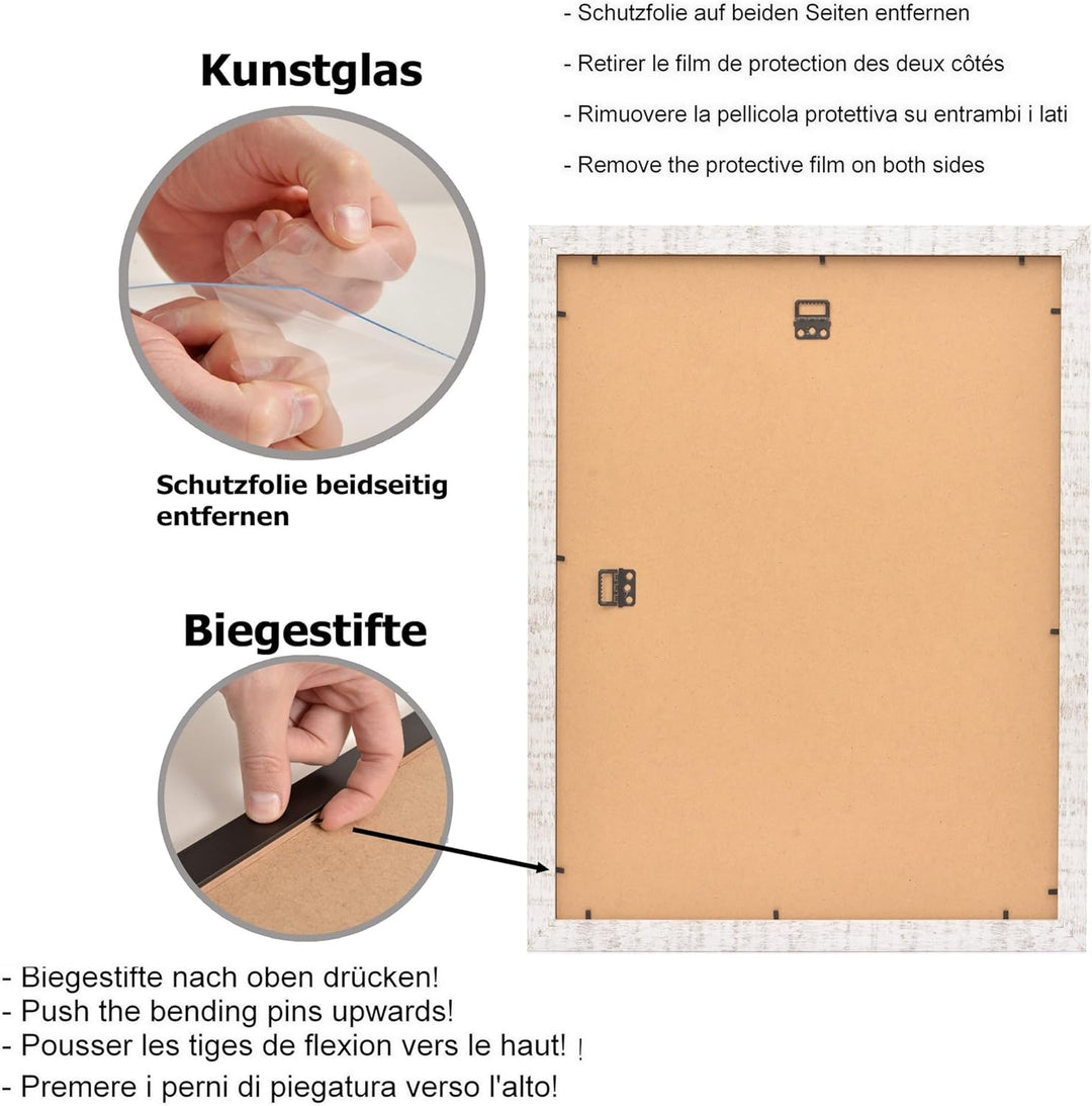 Stallmann Design Bilderrahmen my Frames 35x100 cm weiss gewischt Rahmen fuer Dina 4 und 60 andere Fo