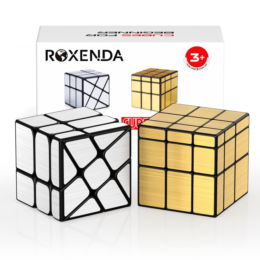 ROXENDA Speed Zauberwürfel Set, Würfel Set mit Silber Mirror Cube und Gold Mirror S Cube, Unregelmäs