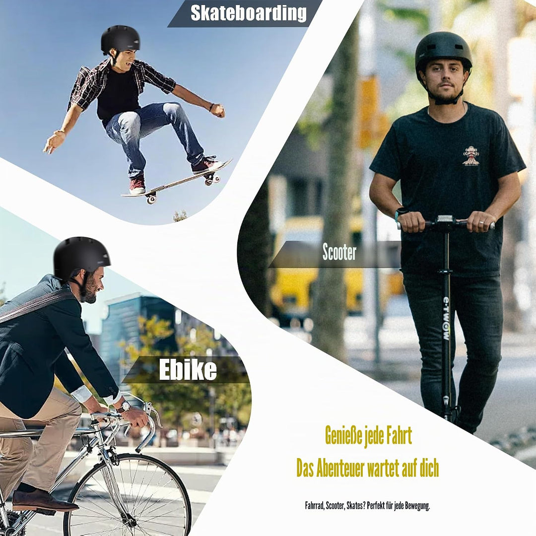 PANK Premium Urban Fahrradhelm Herren Damen Skaterhelm BMX E-Scooter Skateboard Scooter Inlineskates