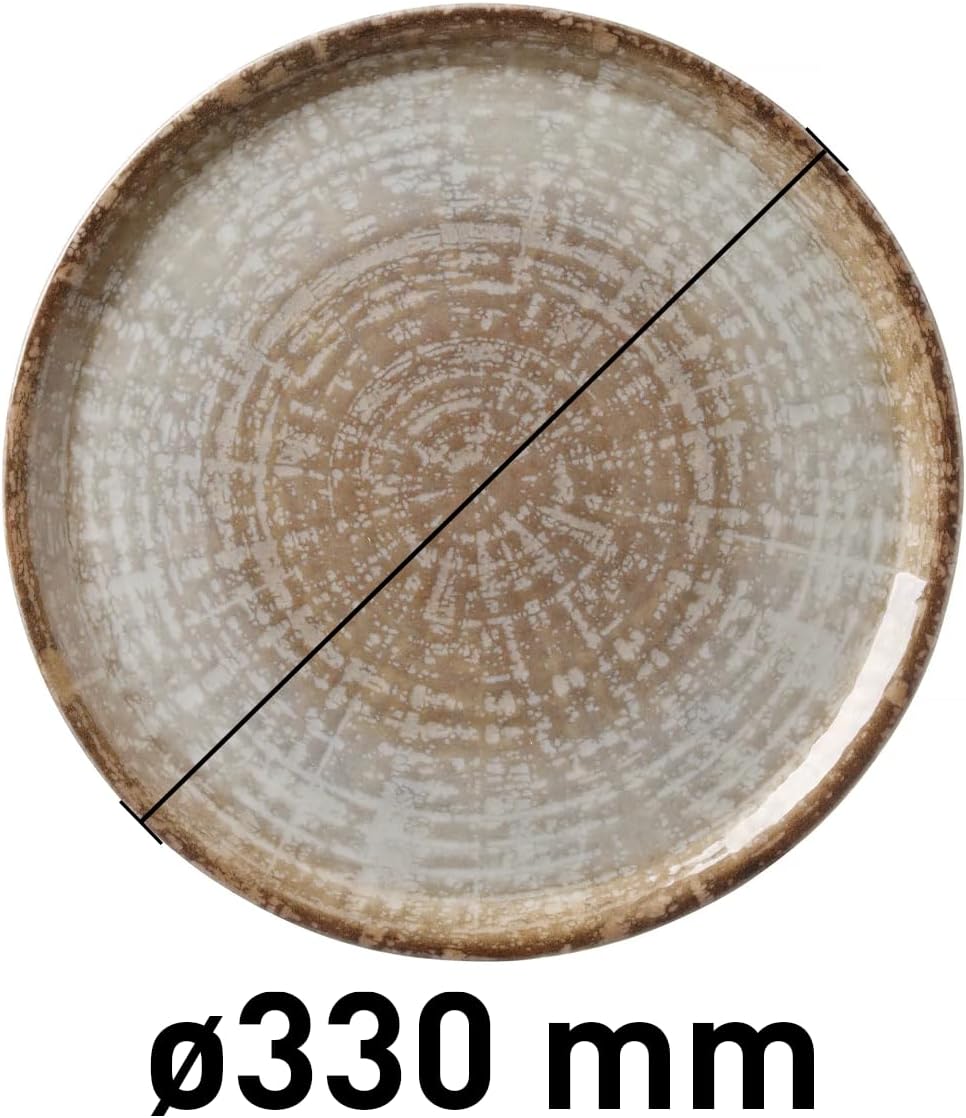 HENDI Pizzateller, Porzellan, Muster: Natursteintöne, Geschirrspüler und Mikrowellen geeignet, ⌀330m