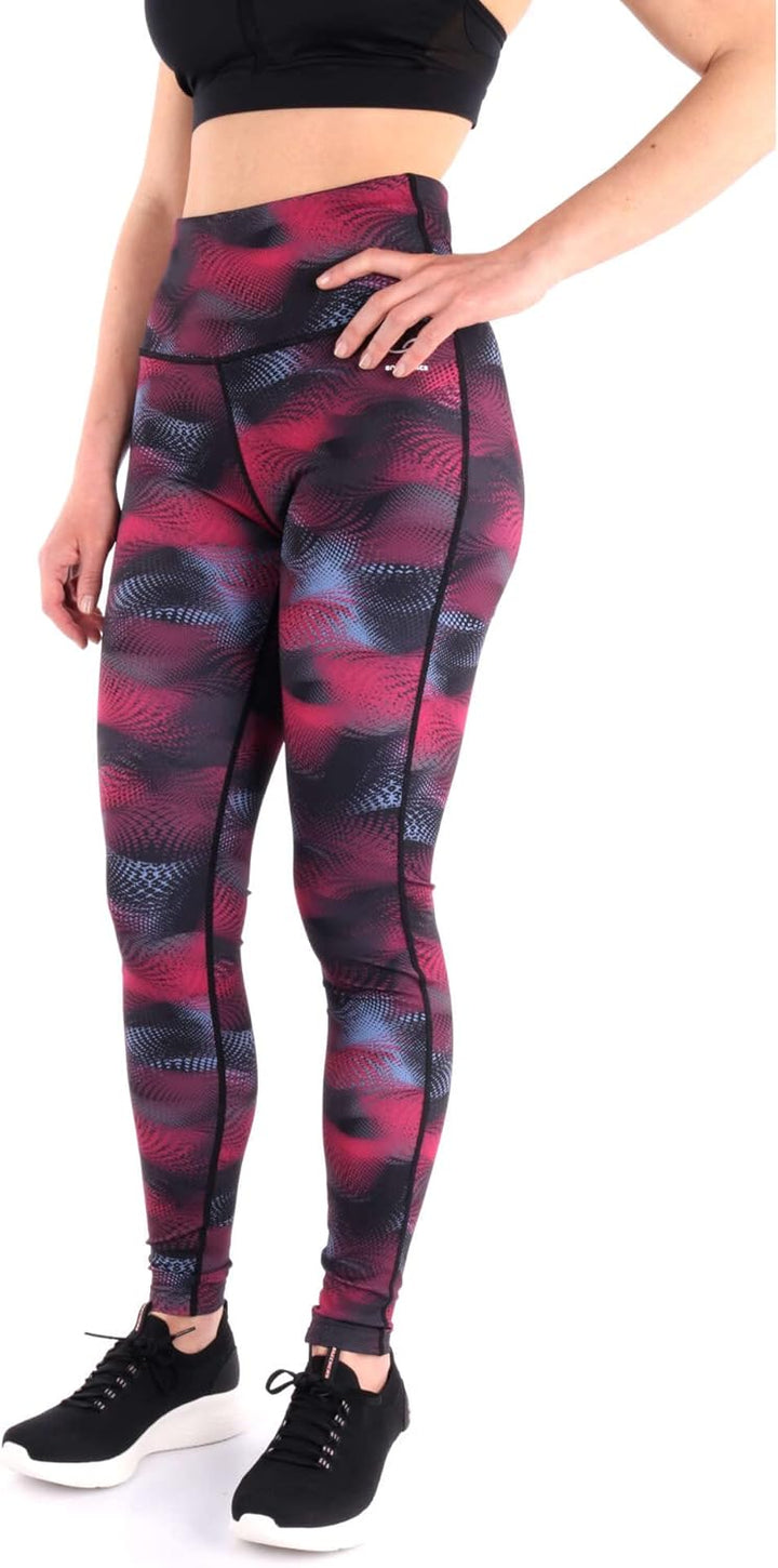 ENERGETICS Damen Leggings Kapinem 1/1 XS Aop-/Red Wine/Blue, XS Aop-/Red Wine/Blue