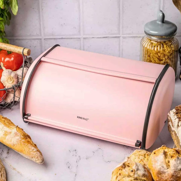 KING HOFF Brotkasten Brotbox Brotbehälter Brotdose (Rose, 44L x 27B x 18,5H cm) Rose 44 cm x 27 cm x