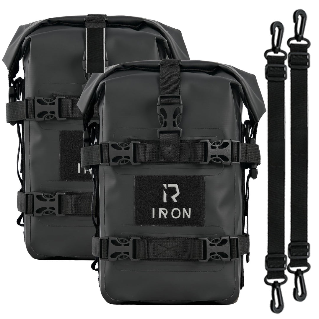 Sturzbügeltaschen Motorrad – 2×5L wasserdichte Crash Bar Bags aus 500D PVC, robuste Universal-Seiten