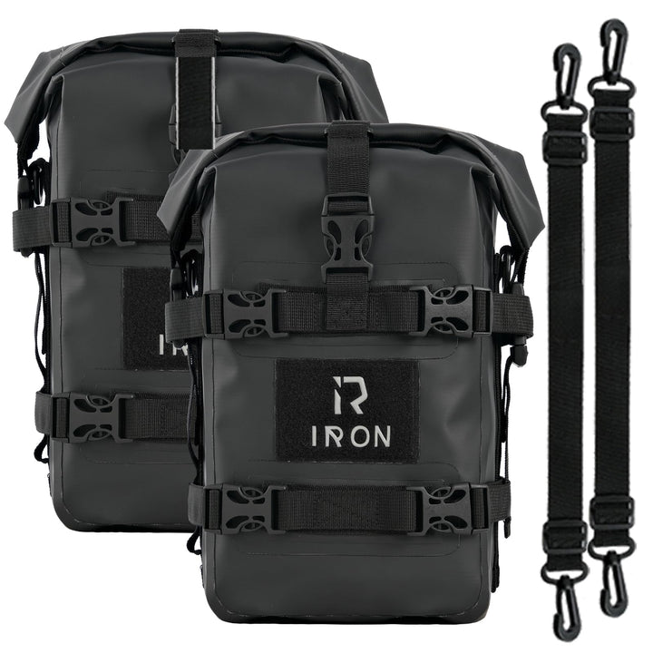 Sturzbügeltaschen Motorrad – 2×5L wasserdichte Crash Bar Bags aus 500D PVC, robuste Universal-Seiten
