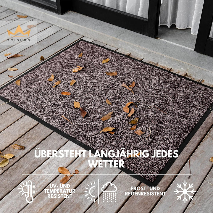 TRIBURG® Fussmatte 90x150 Braun Schwarz - Schmutzfangmatte 90 x 150 wetterfest, wasserfest, waschbar