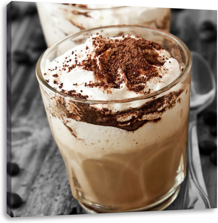 Pixxprint Cappuccino als Leinwandbild Quadratisch/Grösse: 70x70 / Wandbild/Kunstdruck/fertig bespann