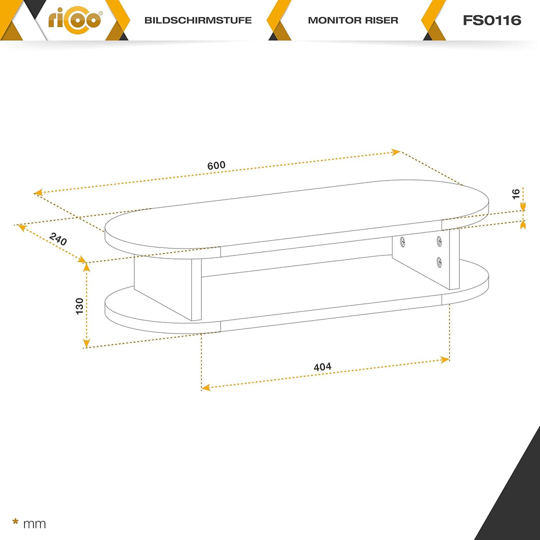 RICOO Monitorständer Schreibtischaufsatz Monitor Ständer für Computermonitore FS0116 Schreibtisch Au