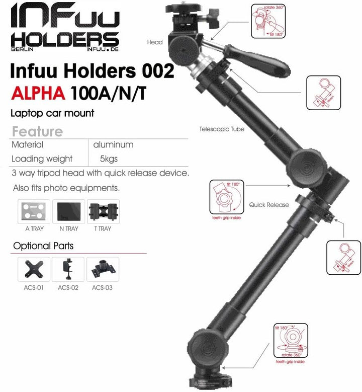 Universal Auto Notebook KFZ Halterung & Fotostativ Kamera LKW STABIL aus Metall 002-A