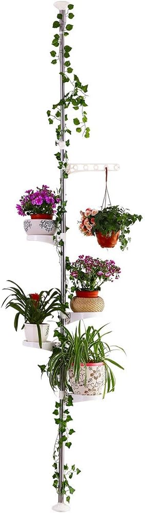 Hershii 5 Ebenen Teleskop Blumenregal Höhenverstellbarer Pflanzenständer Halter Blumentopf Ständer P