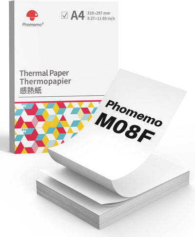Phomemo M08F A4 Falten Thermopapier Kompatibel für Phomemo M08F, Brother PJ762/PJ763MFi, HPRT MT800/