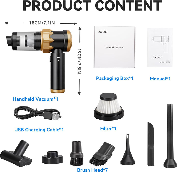 Handstaubsauger, 22000Pa Handstaubsauger Akku, Autostaubsauger mit Bürstenloser Motor, Auto Kabellos
