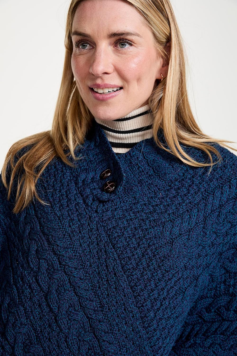 Aran Woollen Mills Damen Pullover Einheitsgrösse Blau, Einheitsgr&amp;