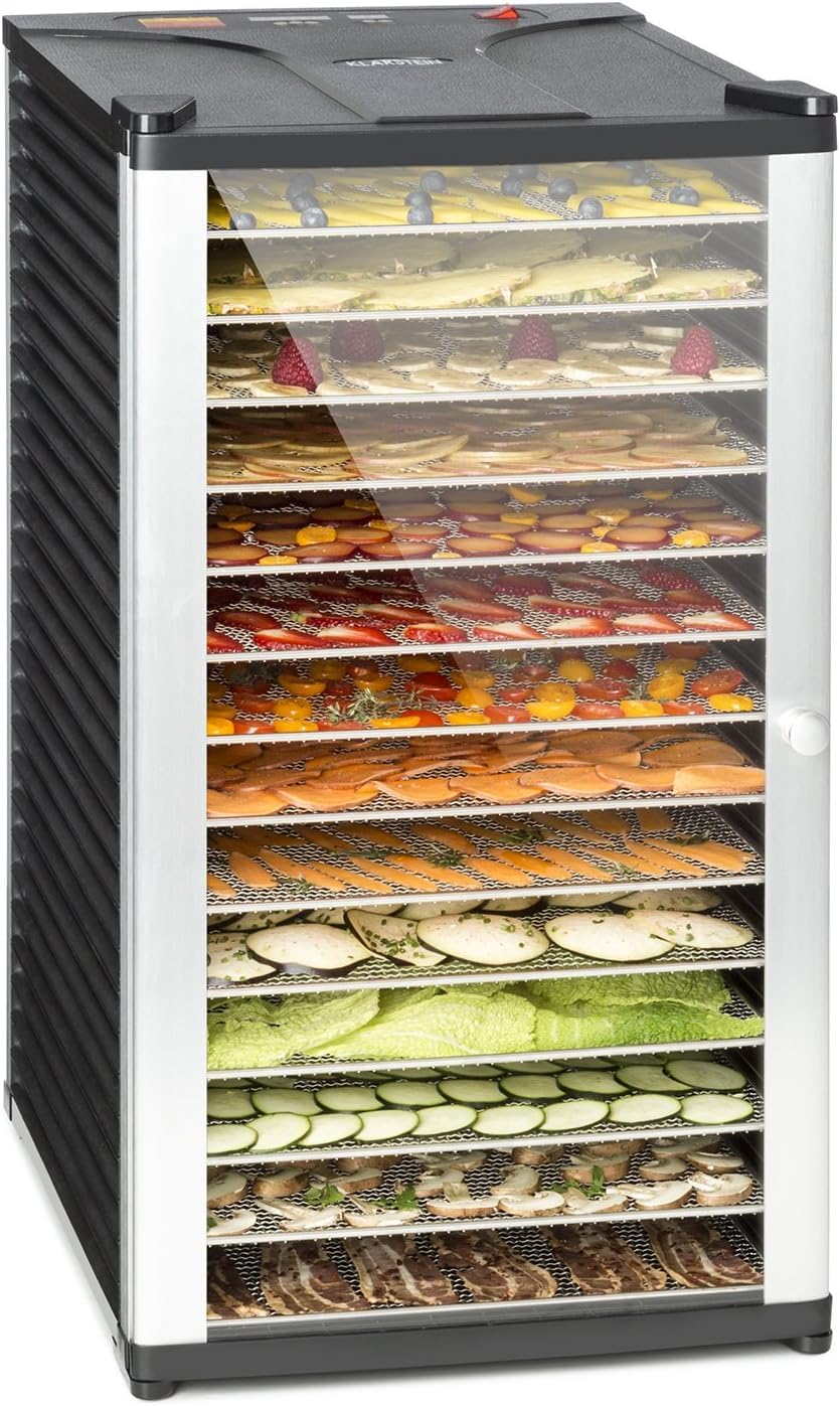 Klarstein Fruit Jerky 14 - Dörrgerät, Obst-/Fleisch- und Früchte-Trockner mit 1,8 m² Trockenfläche u