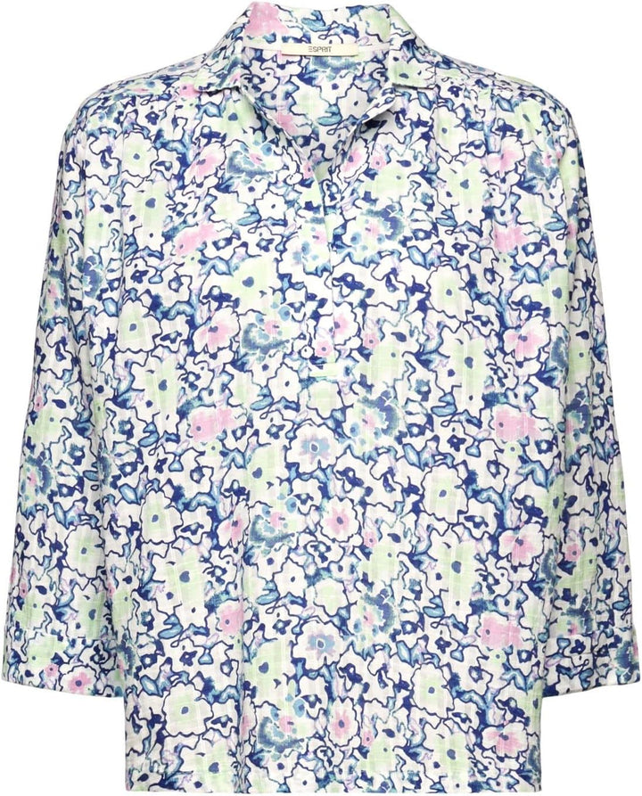 ESPRIT Baumwollbluse mit Blumen-Print