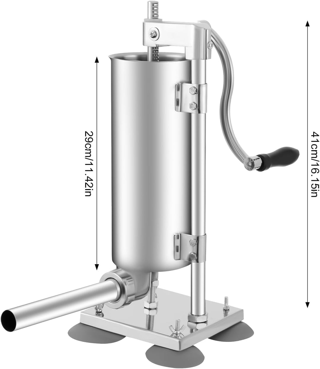Wurstfüllmaschine, 3L Edelstahl Wurstfüller Maschine, Vertikale Manuell Wurstmaschine mit 4 Saugnäpf