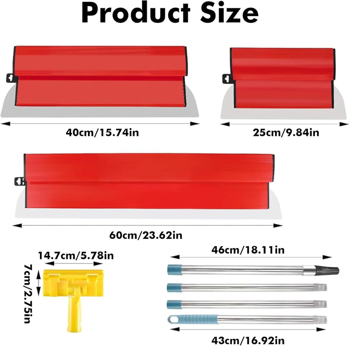 Flächenspachtel Set Profi, Multifunktionales Glättungsspatel Kit Enthalten 3 Schabern(25cm+40cm+60cm