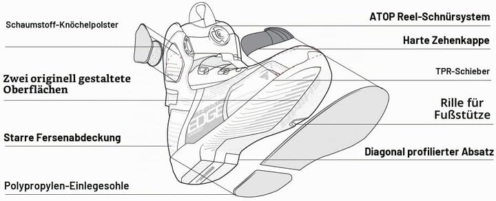 SHIMA EDGE, Motorradschuhe für Männer - Verstärkte Strassenreitschuhe mit ATOP-Verschlusssystem Vent