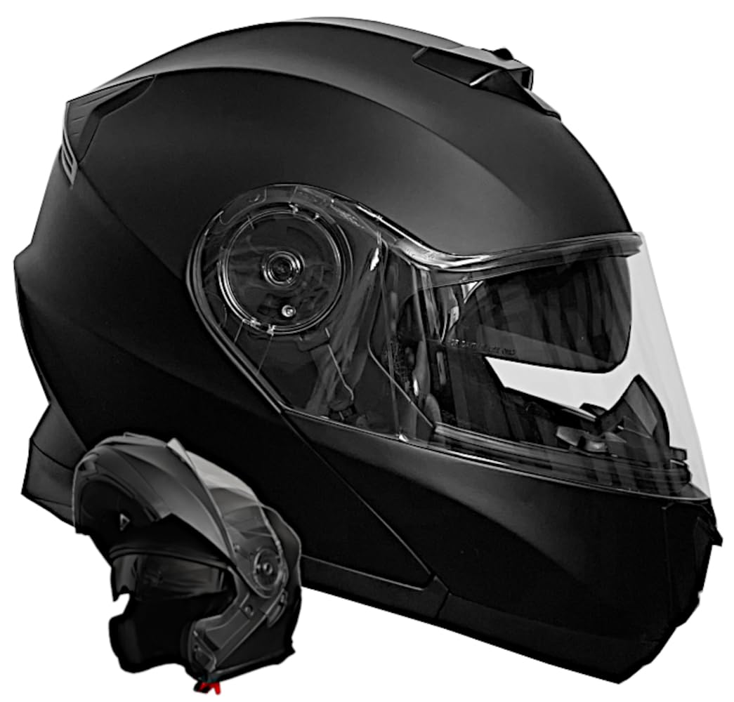 Klapphelm Integralhelm Helm Motorradhelm RALLOX 109 schwarz matt mit Sonnenvisier Grösse S M L XL St
