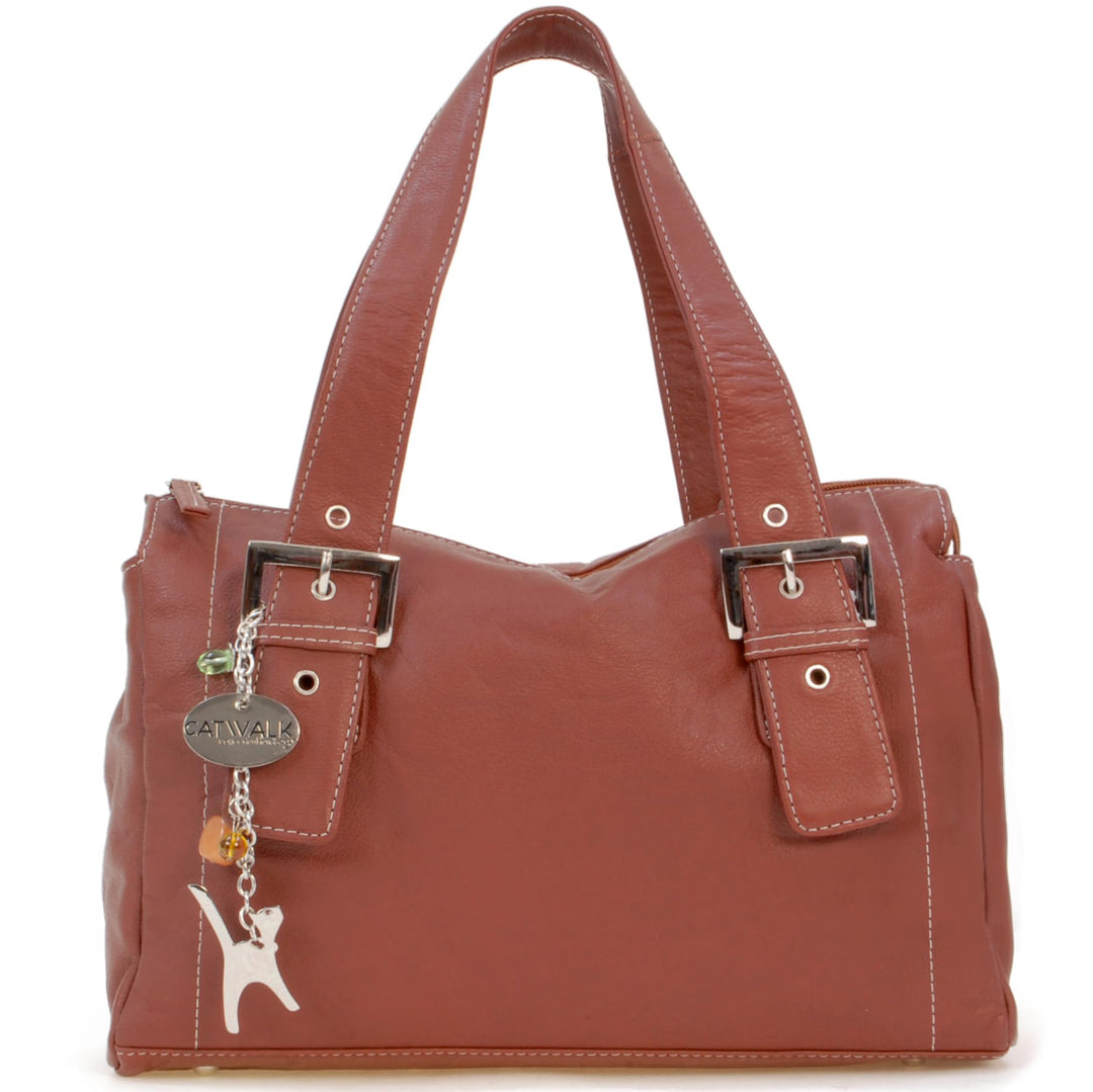 Catwalk Collection Handbags - Leder - Umhängetasche/Ledertasche/Schultertasche - JANE Hellbraun, Hel