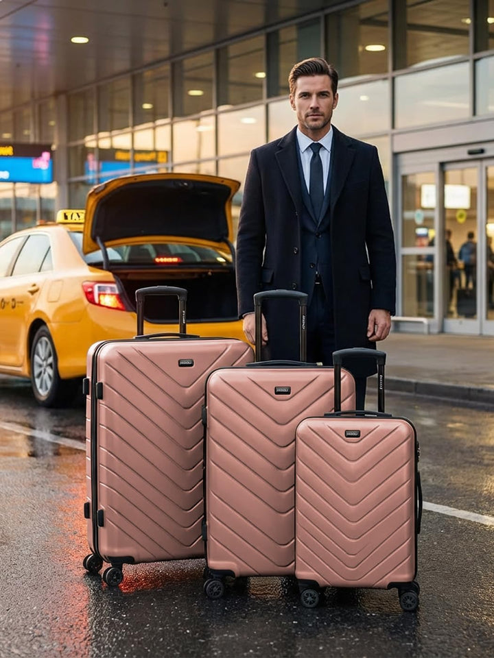 REDOLZ Hartschalen 3er Koffer-Set | Leichte Reise-Trolleys - hochwertiges ABS Material | Damen/Herre