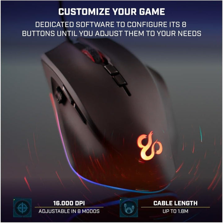 Newskill Gaming-Maus Habrok mit optischem Sensor (16000 DPI), seitlicher Sniper Taste und RGB-Beleuc