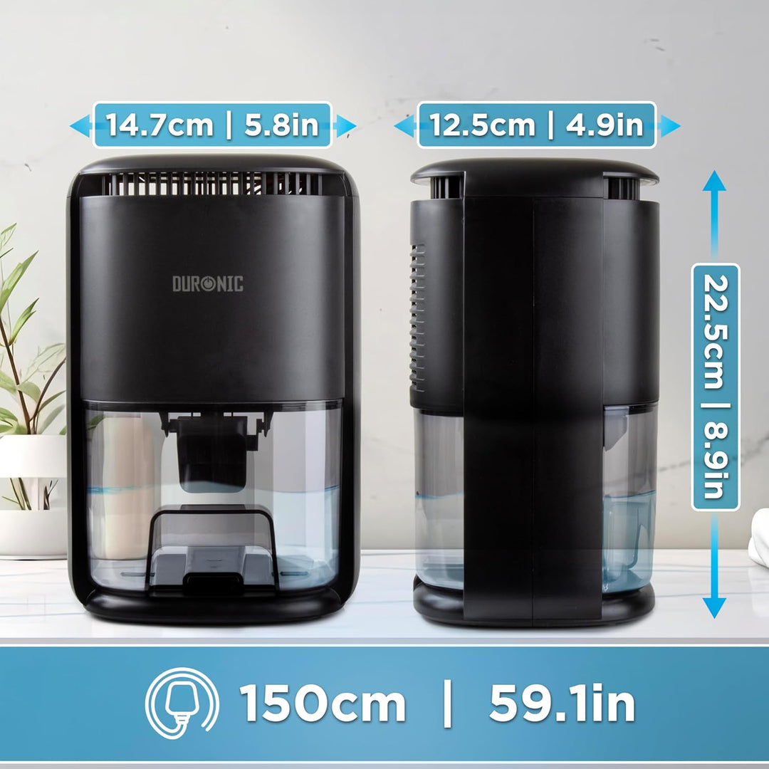 Duronic DH07 BK Luftentfeuchter, kompakter Entfeuchter mit 1l Wassertank | Elektrischer Raumentfeuch