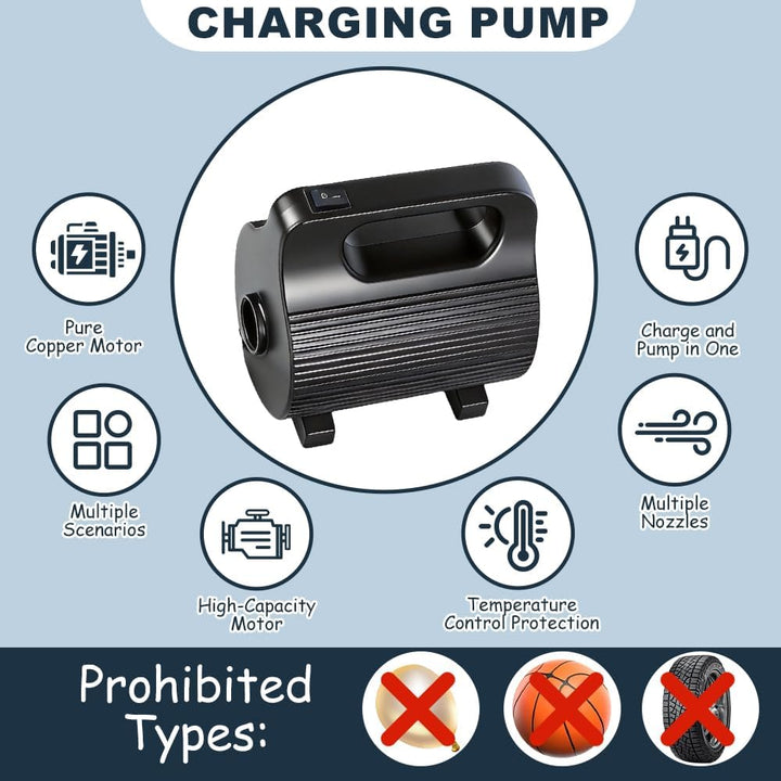 Elektrische Luftpumpe für Luftmatratze, 600W Luftpumpe Elektrisch mit 4 Düsen, Tragbare Pumpe für Lu