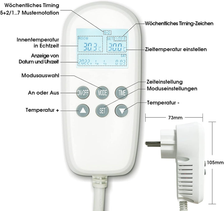 EVOKOR Infrarotheizung mit Thermostat 850W, Infrarot Heizung Wandmontage mit Überhitzungsschutz, Hei