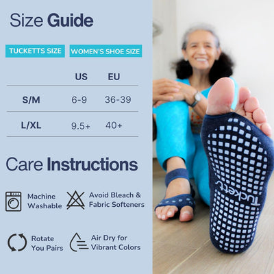 Tucketts Yoga Socken für Frauen - rutschfeste Haftsocken ohne Zehen - Stoppersocken (Damen) – Pilate