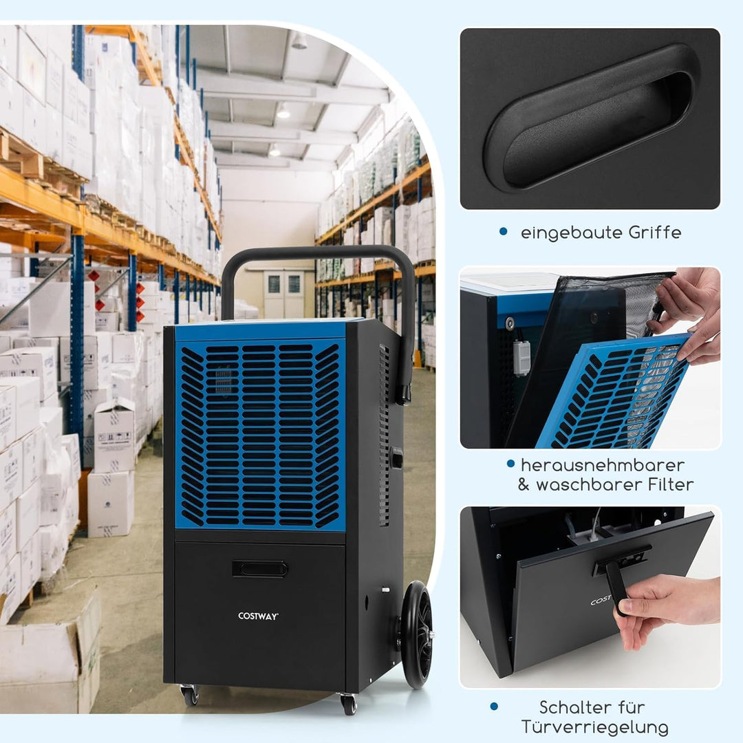FANTASK Luftentfeuchter mit 4 Rädern, Bautrockner 66 L/Tag mit Pumpe &amp; Ablaufschlauch, Industrie Tro