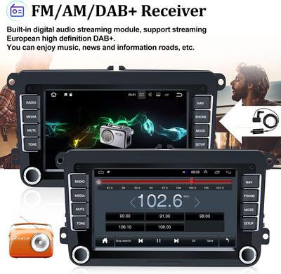 DAB+ Android Autoradio für VW Bluetooth mit Navi, 2DIN Doppel Din GPS WiFi FM/AM Radio Mirror Link f