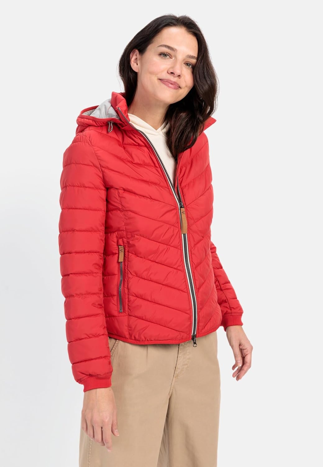 camel active Damen Steppjacke aus recyceltem Polyester, 34 Rot