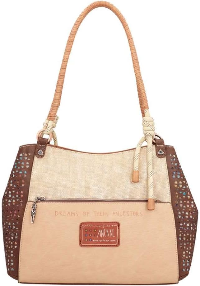 Anekke Damen Tote Tasche Geflochtene Griffe Shopper, bunt