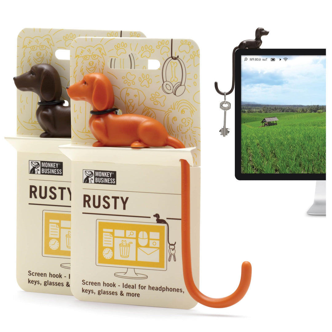 Monkey Business Rusty der Hundeschwanz-Haken für Monitor, Kopfhörerhalter & Organizer, dekorativer K