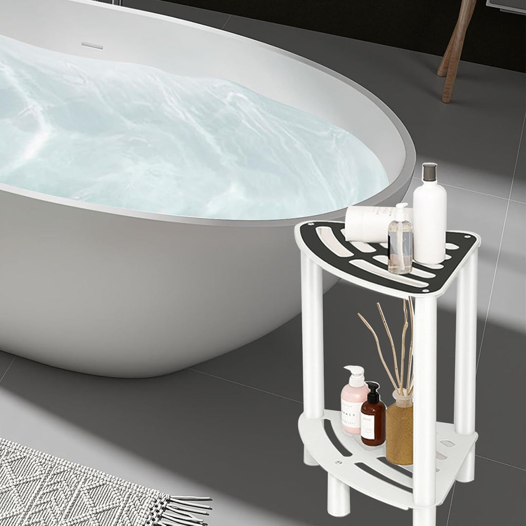 Duschhocker für das Bad, Metall-Eck-Duschhocke mit Regal für die Aufbewahrung im Badezimmer, Wasserf