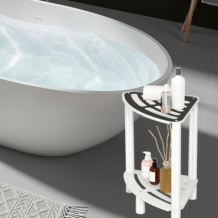 Duschhocker für das Bad, Metall-Eck-Duschhocke mit Regal für die Aufbewahrung im Badezimmer, Wasserf