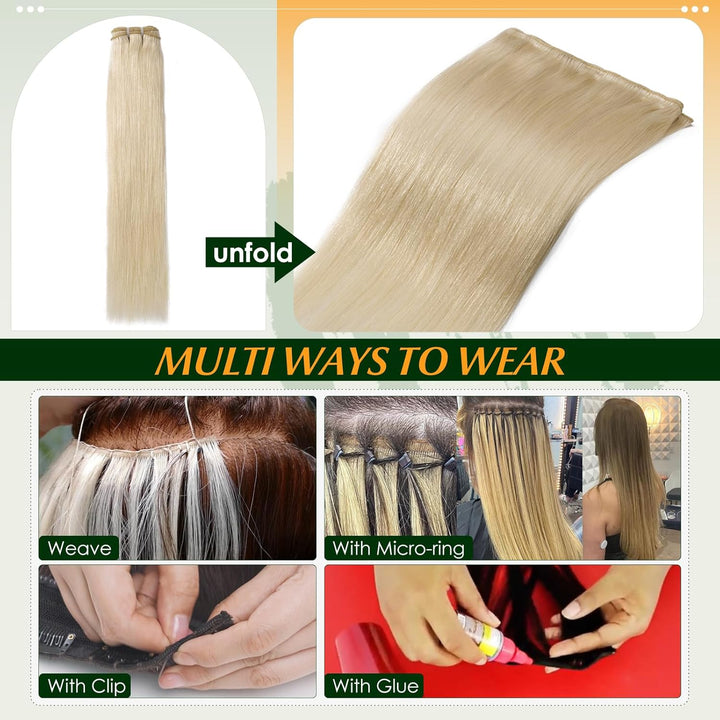 Elailite Echthaar Bündel, Haar Extensions Sew in Bundle Haarverlängerungen, Brasilianisches 100% Men