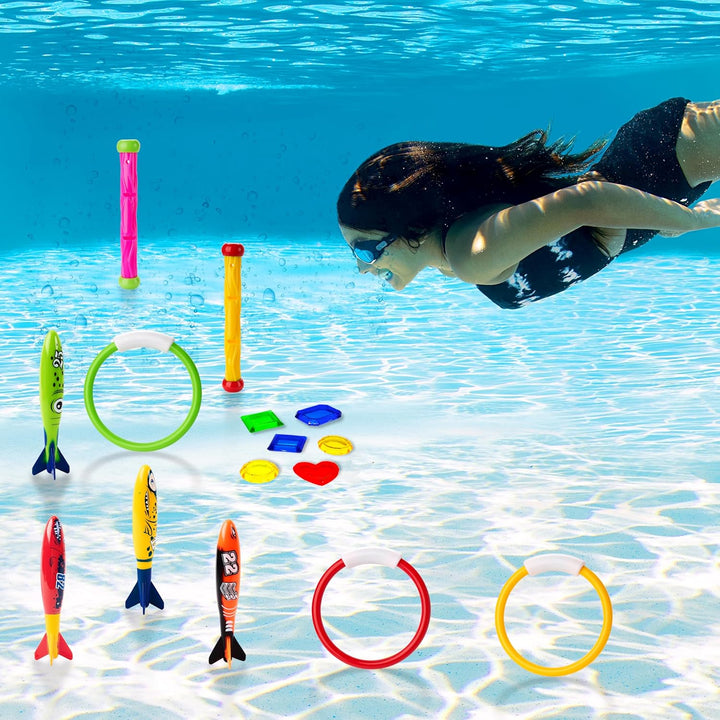 JOYIN 18 Stücke Tauchspielzeug Unterwasser Tauchen Diving Set, Tauchen Spielzeug für Kinder, Schwimm