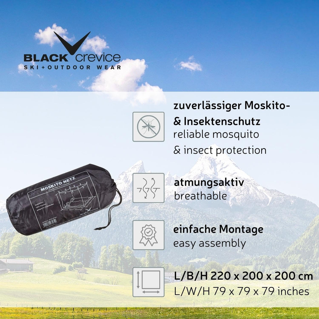 BLACK CREVICE Moskitonetz I für Doppelbett I Mückennetz aus feinmaschigem Gewebe I Outdoor-Netz in Q