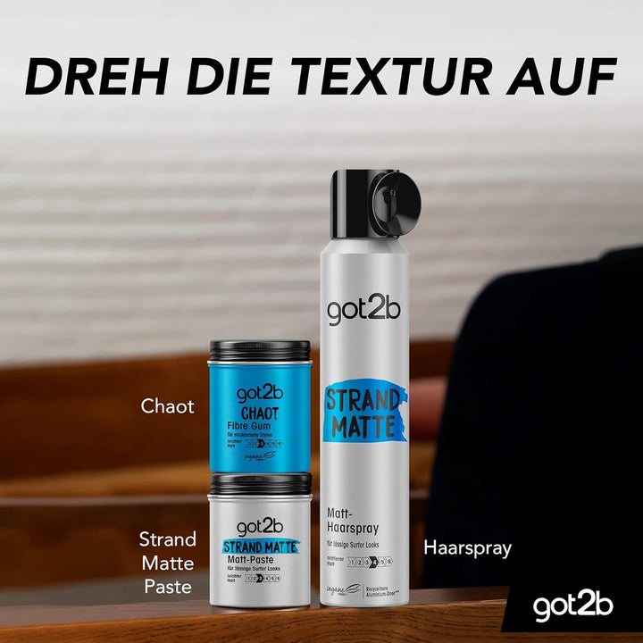 got2b Strand Matte Matt-Paste (100 ml), Styling Paste für matte Surfer Looks, zum Strubbeln, Texturi