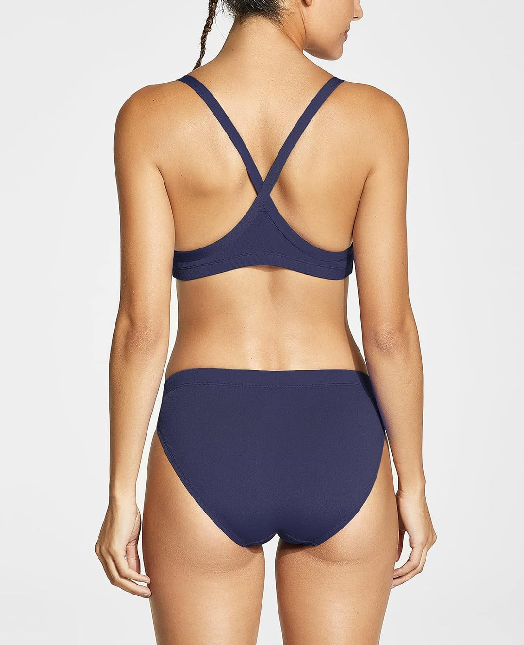 SYROKAN Damen Sport Badeanzug Bikini Set Bikinioberteil mit Licht Gepolstert XS Marine, XS Marine
