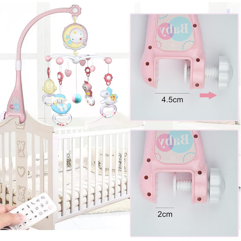 Baby Mobile Babybett mit Musik und Lichtern, AolKee 360 ° Mobile Baby für bett mit Ferngesteuerter,