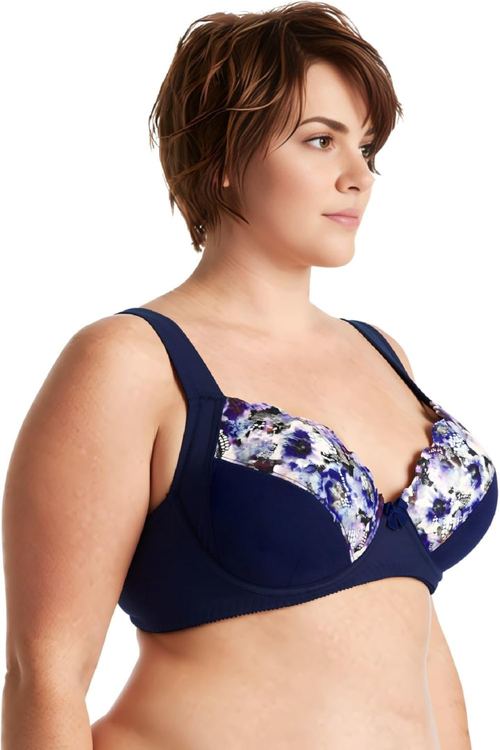 Curve Muse Übergrösse Ungefüttert Bügel Spitzen-BH mit gepolsterten Schultergurten-2er Pack 75B Sahn