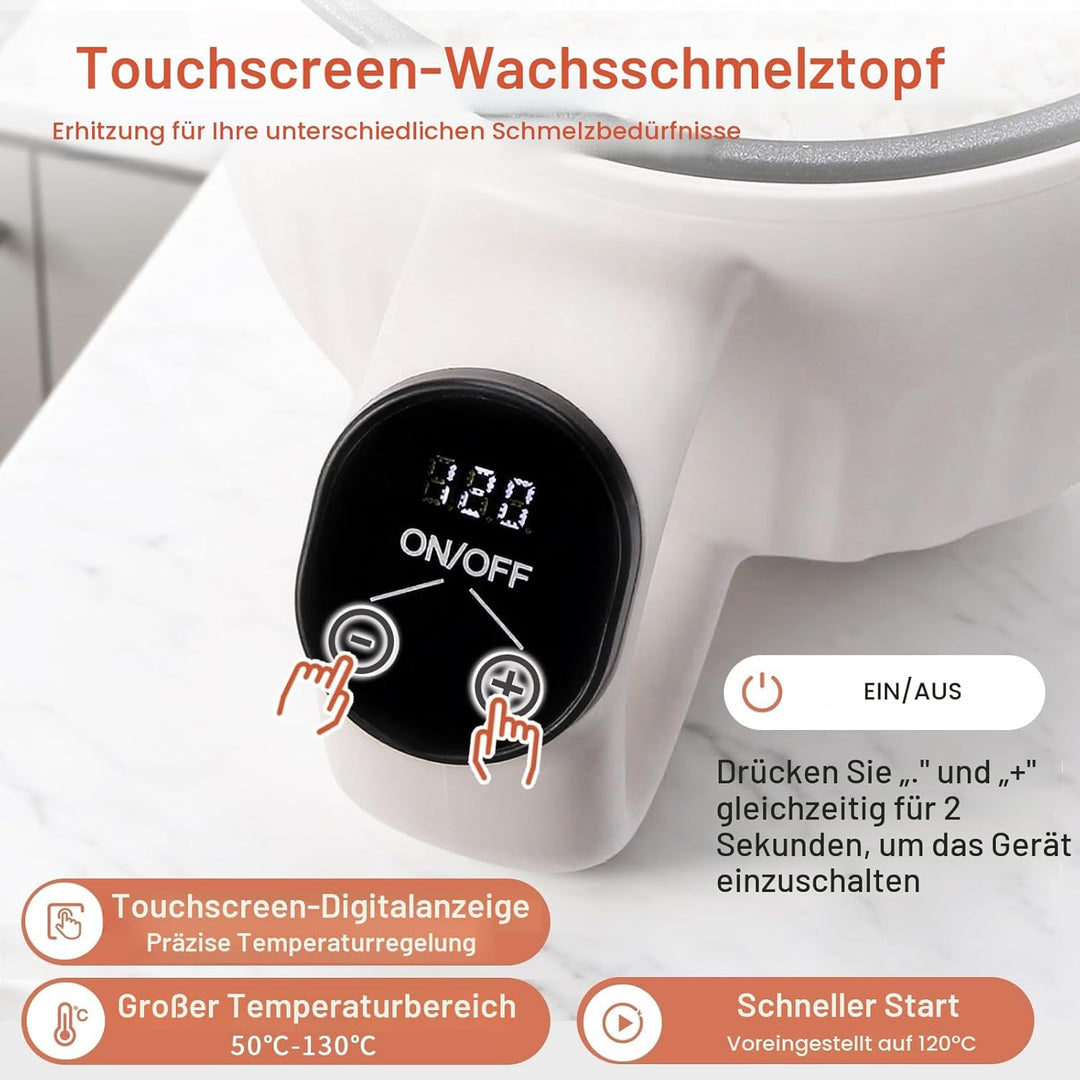 Yuuchail Touchscreen-Wachsschmelztopf, 1,5 l elektrischer Wachsschmelzer für die Kerzenherstellung m