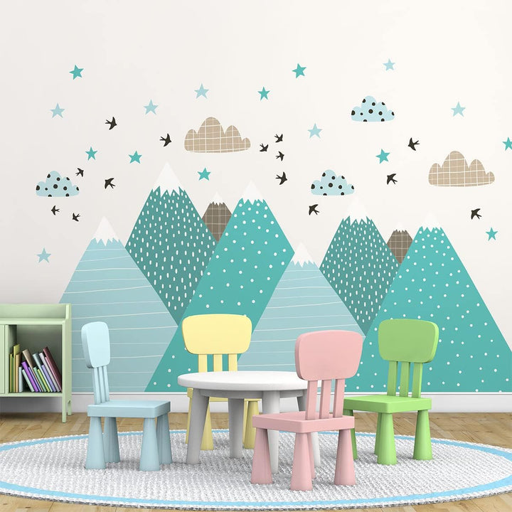 Wandsticker Kinder Deko Babyzimmer Wandsticker Kinder Wandsticker skandinavische Berge Jessika H80 x