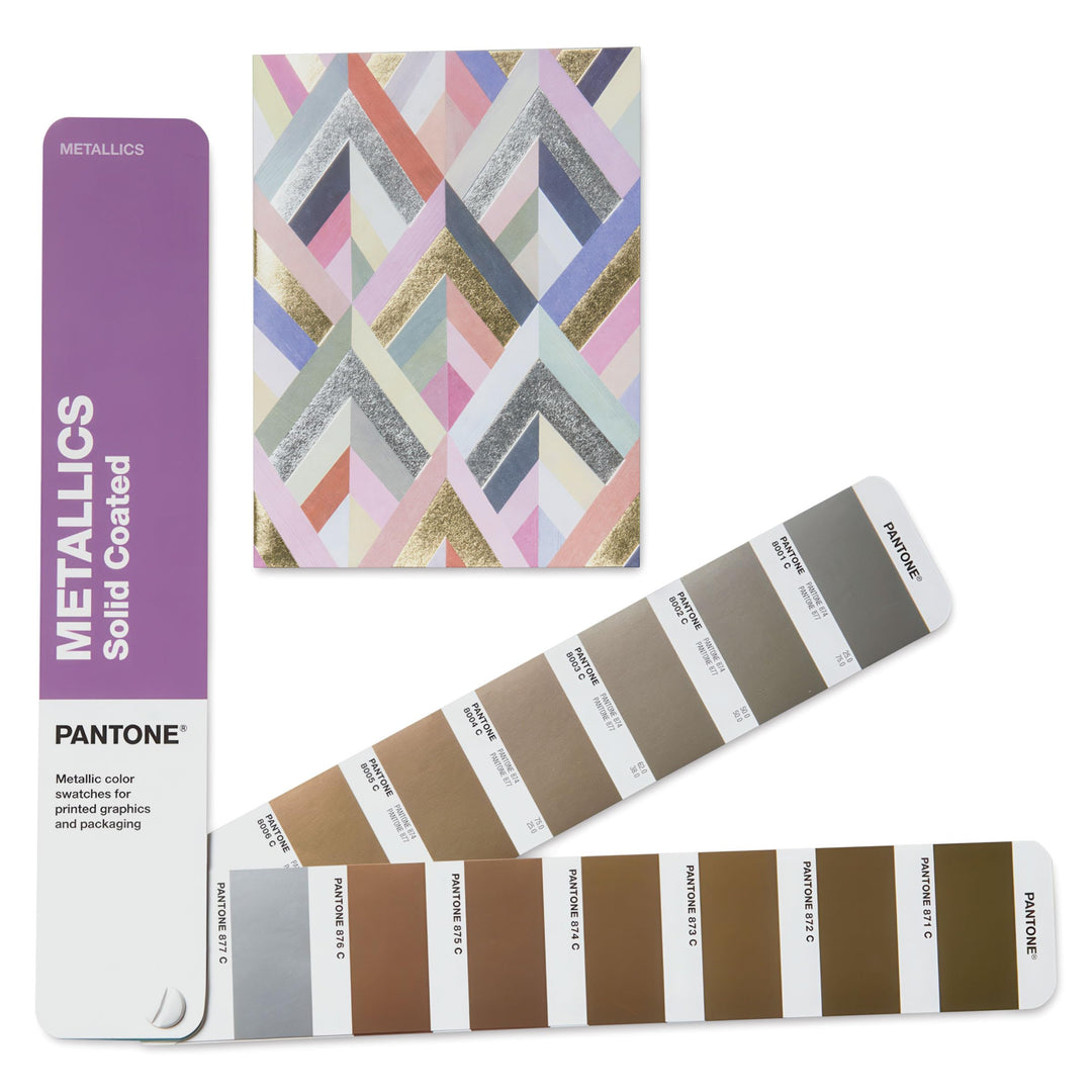 Pantone GG1507C Metallics Guide – Wässrig glänzender und metallisch beschichteter Farbfächer in chro